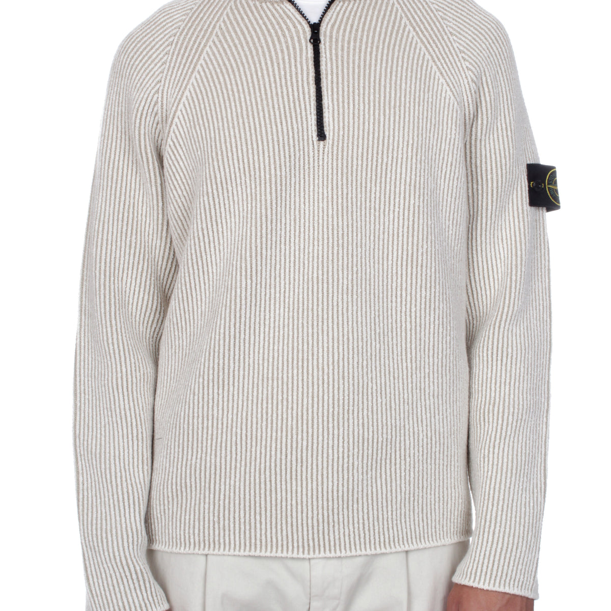 STONE ISLAND TURTLENECK SWEATER WITH HALF ZIP IVORY V0093 – Michi