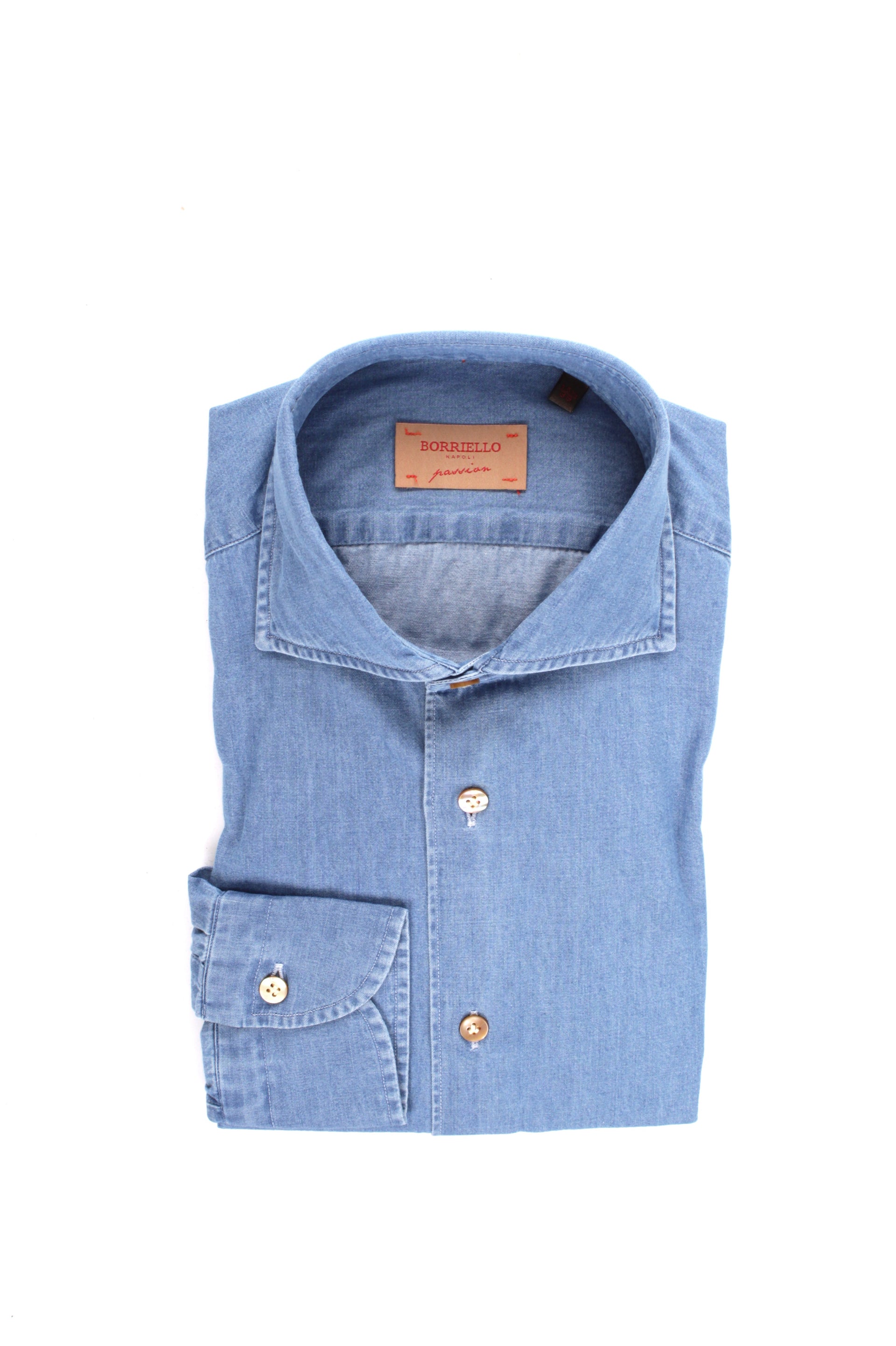 Denim Collo Button Down Casual Camicia Jeans Elegante Uomo Camicia