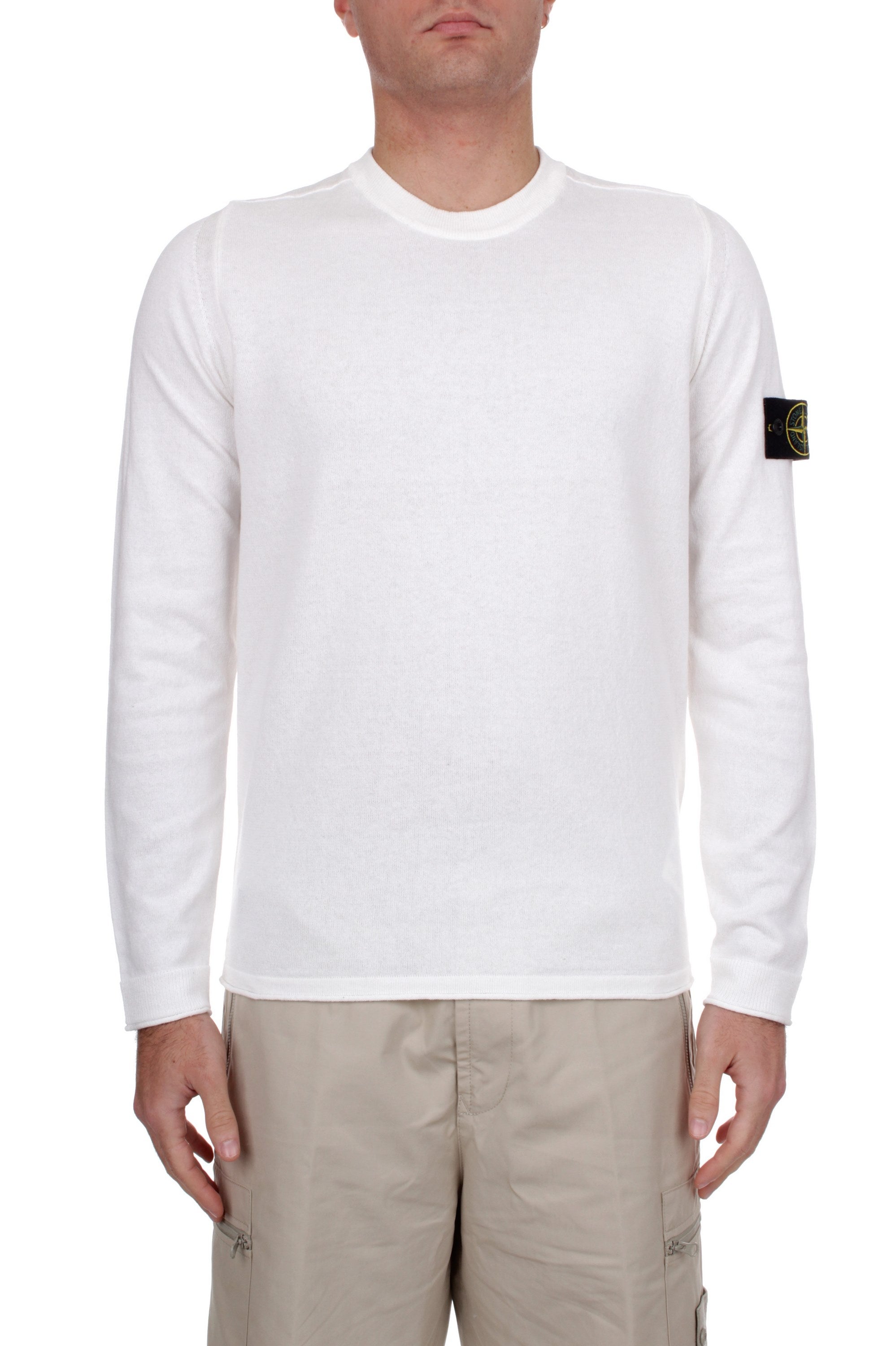 White Maglioncino Collo Alto Stone Island Uomo Stone Maglia Collo