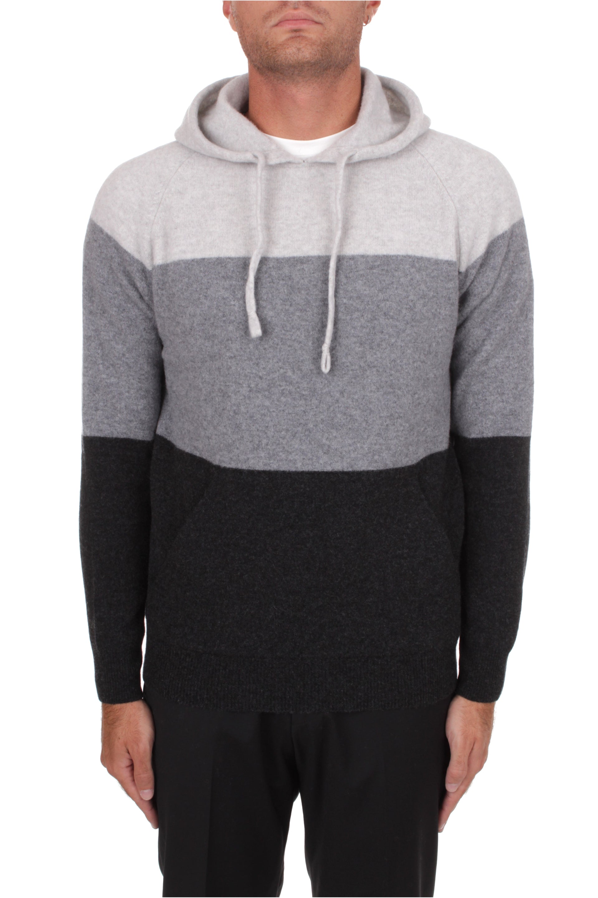 FELPA IN MAGLIA CON CAPPUCCIO H953 MARS ANTRACITE/GRIGIO/PERLA
