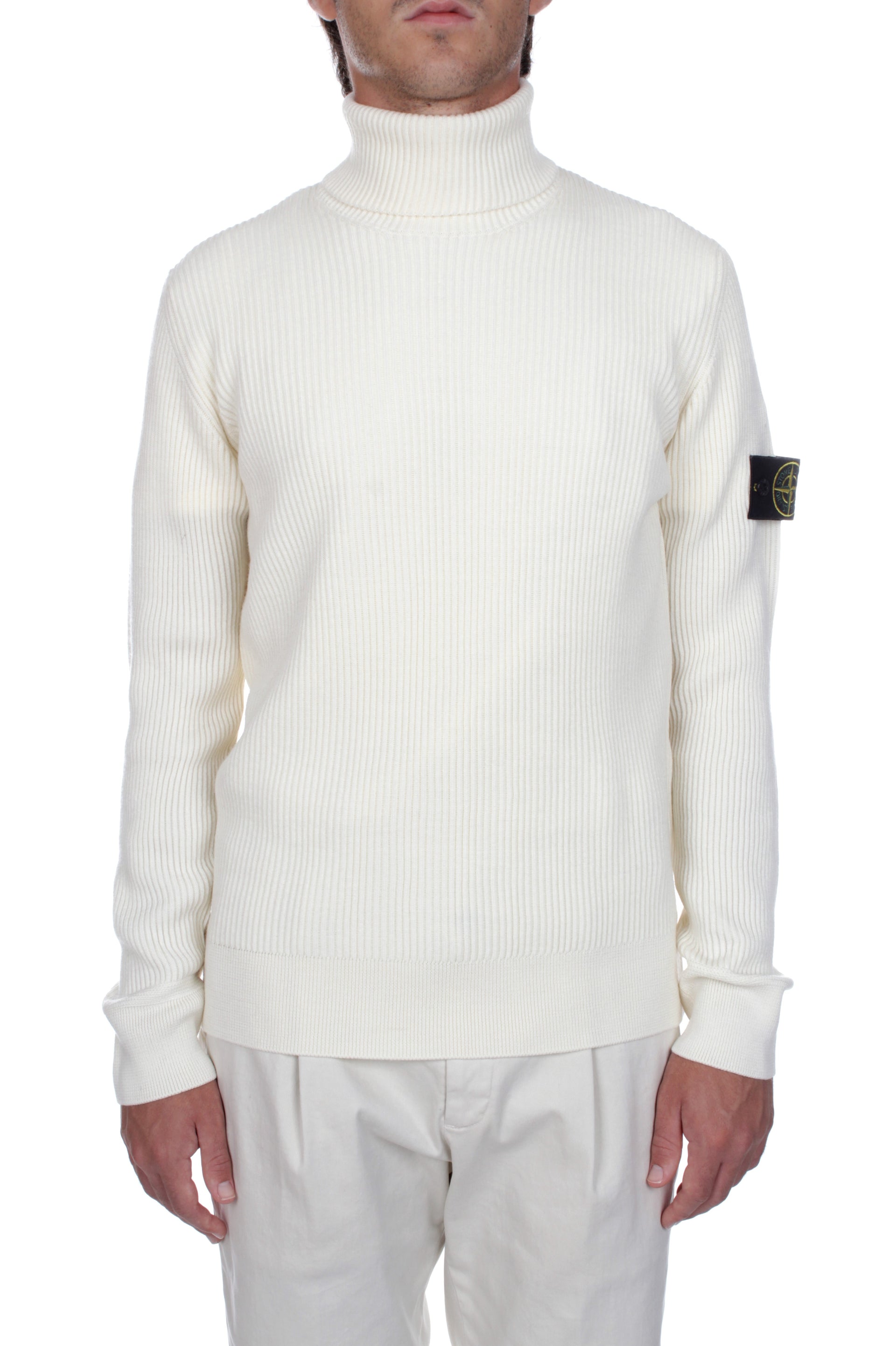 Maglione Stone Island Collo Alto Bianco White Stone Island