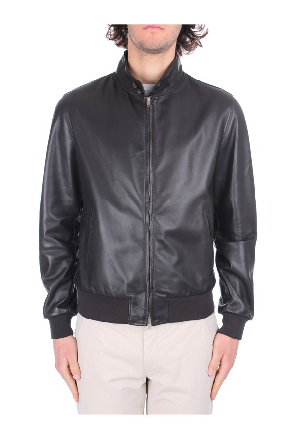 Broos Outerwear Leather Jackets Man U10M0011 BLACK BROWN 0 