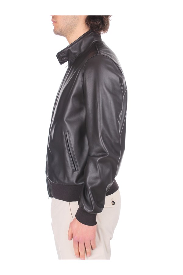 Broos Outerwear Leather Jackets Man U10M0011 BLACK BROWN 2 