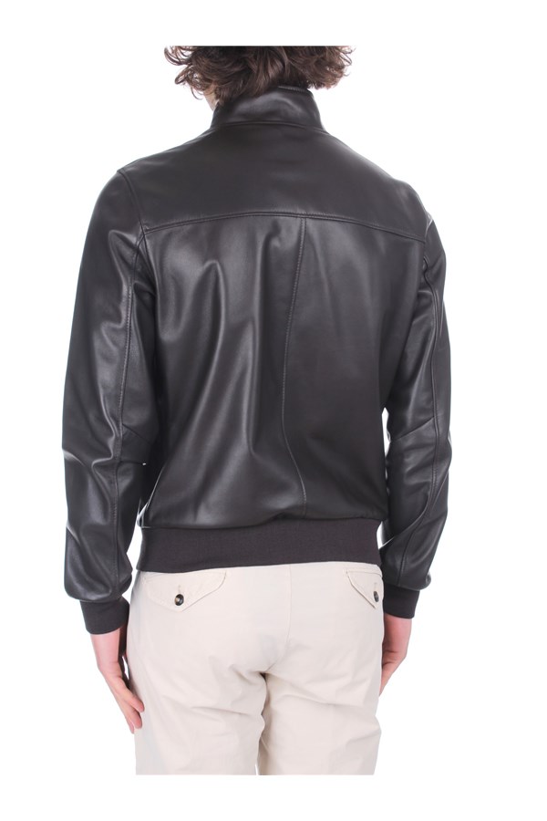 Broos Outerwear Leather Jackets Man U10M0011 BLACK BROWN 4 