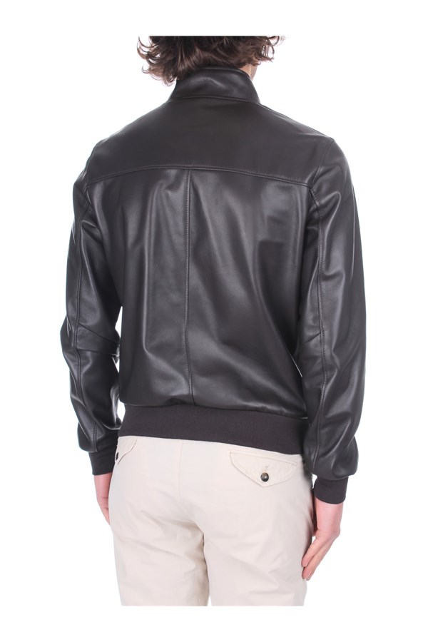 Broos Outerwear Leather Jackets Man U10M0011 BLACK BROWN 5 