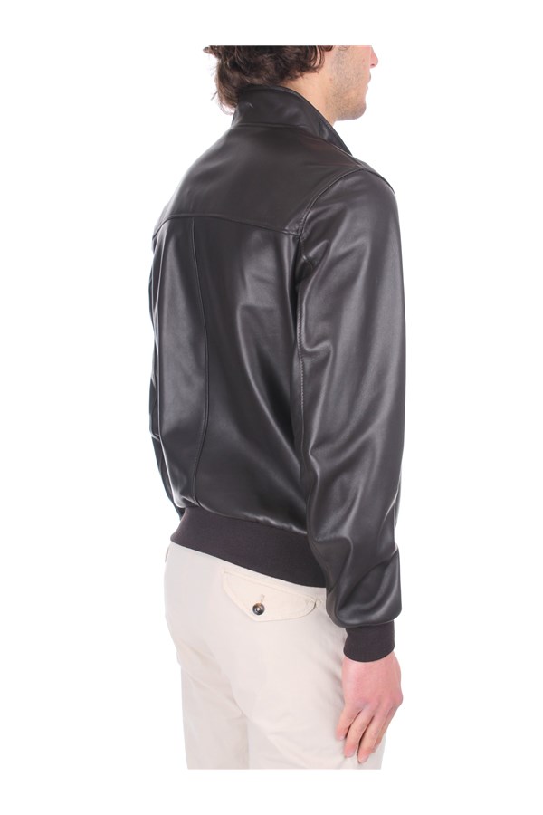 Broos Outerwear Leather Jackets Man U10M0011 BLACK BROWN 6 