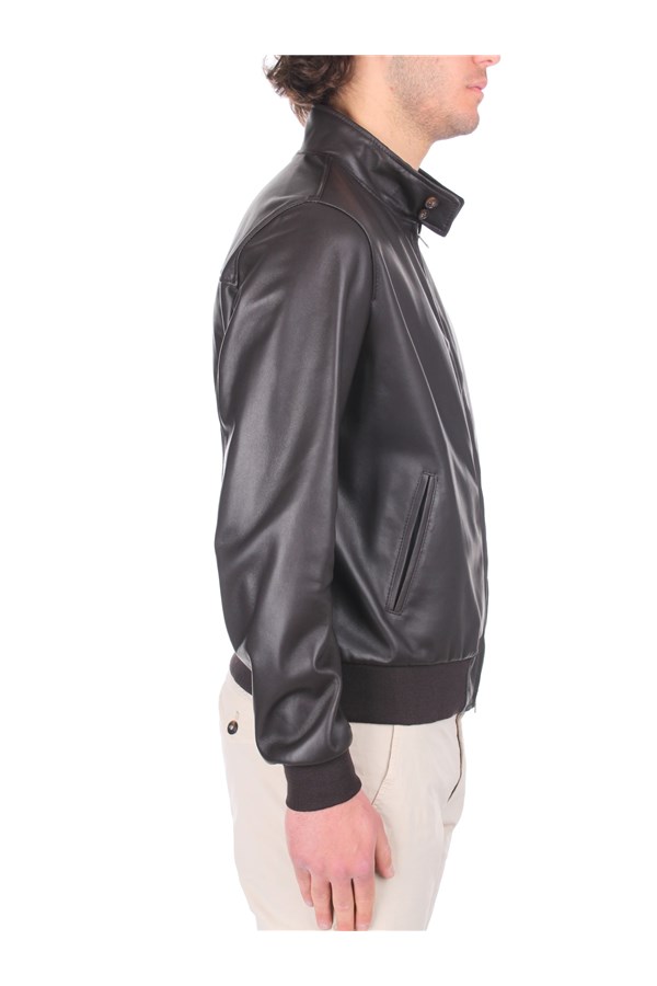 Broos Outerwear Leather Jackets Man U10M0011 BLACK BROWN 7 