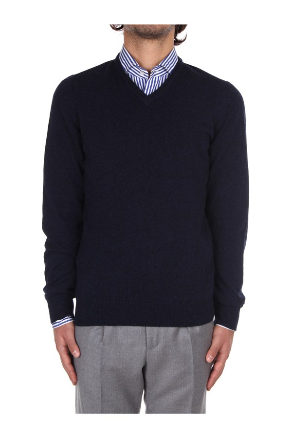 Fedeli Cashmere V-neck sweaters Blue