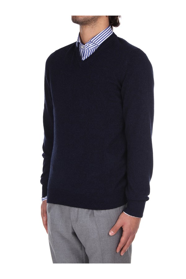Fedeli Cashmere V-neck sweaters Blue