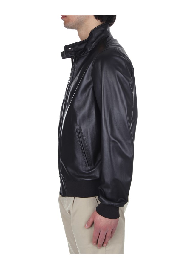 Broos Outerwear Leather jacket Man U10M0011 BLACK BROWN 2 