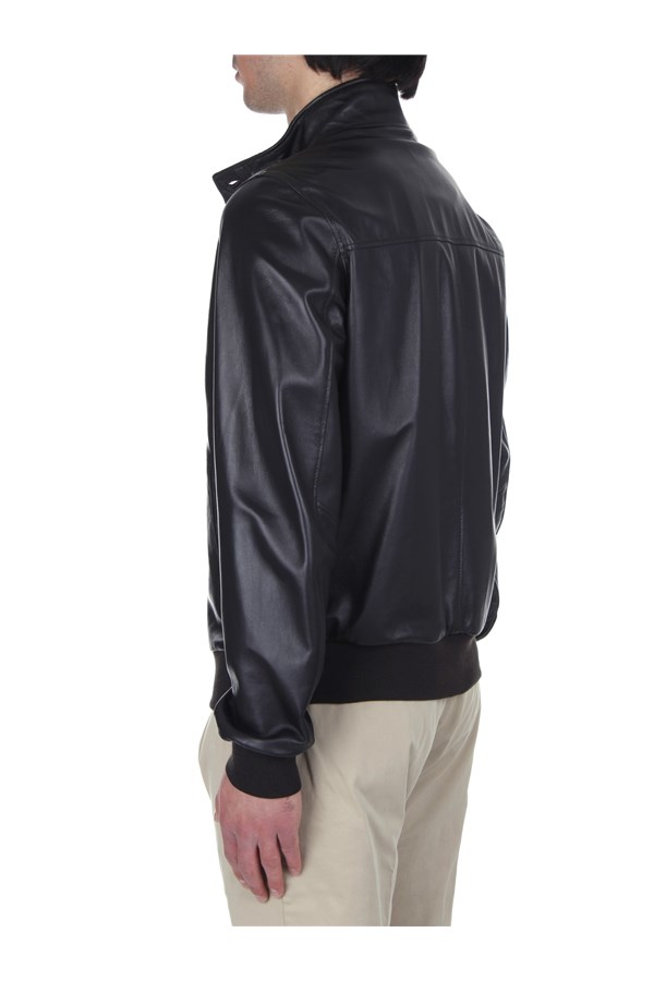 Broos Outerwear Leather jacket Man U10M0011 BLACK BROWN 3 