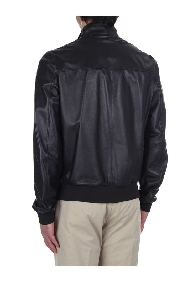 Broos Outerwear Leather jacket Man U10M0011 BLACK BROWN 4 