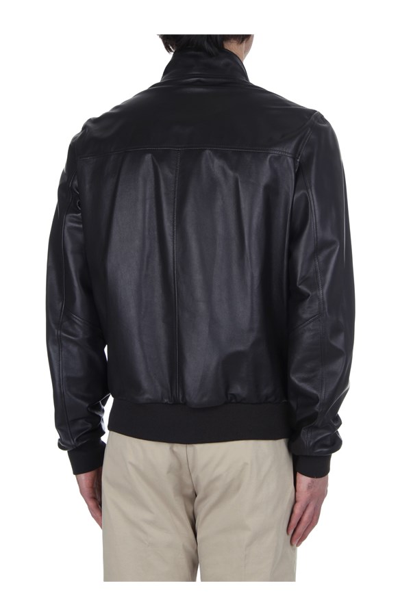 Broos Outerwear Leather jacket Man U10M0011 BLACK BROWN 5 