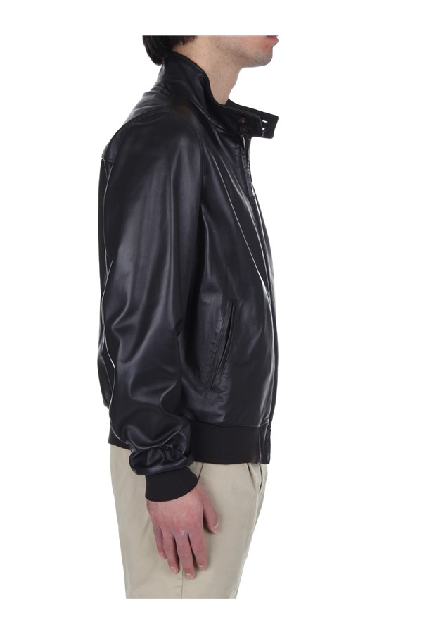Broos Outerwear Leather jacket Man U10M0011 BLACK BROWN 7 