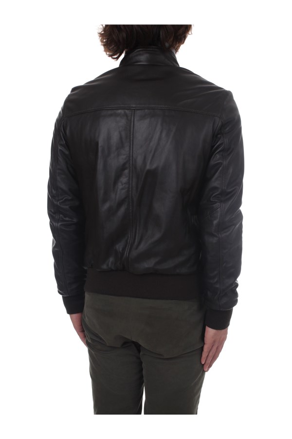 Broos Outerwear Leather jacket Man U10M0011 COFFEE 5 
